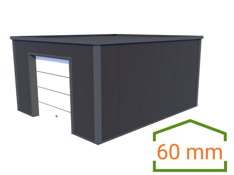 Plat dak loods 563 geïsoleerd 60mm